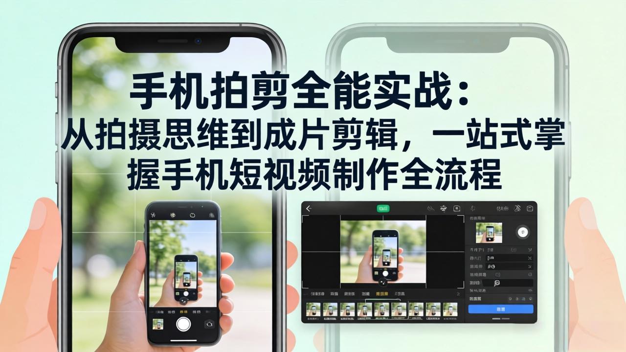 手机拍剪全能实战：从拍摄思维到成片剪辑，一站式掌握手机短视频制作全流程-快名资源网