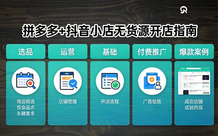 拼多多+抖音小店无货源开店，包括：选品、运营、基础、付费推广、爆款案例等(更新26年4月)-快名资源网