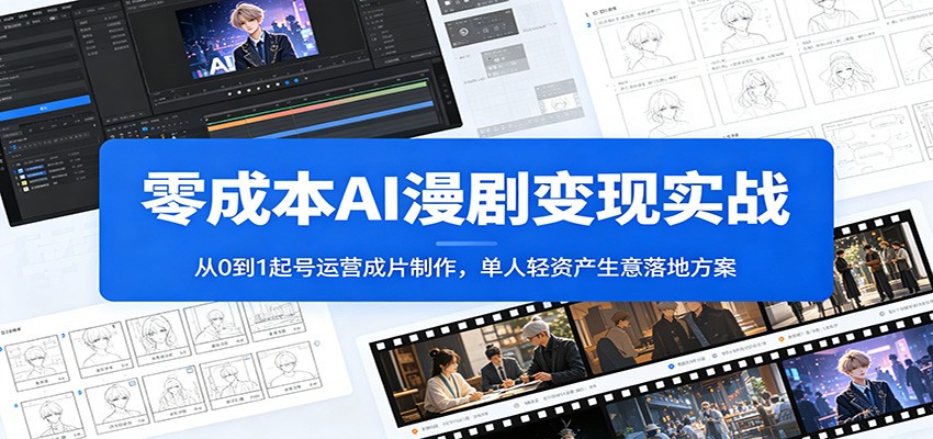 零成本AI漫剧变现实战：从0到1起号运营成片制作，单人轻资产生意落地方案-青虫资源网