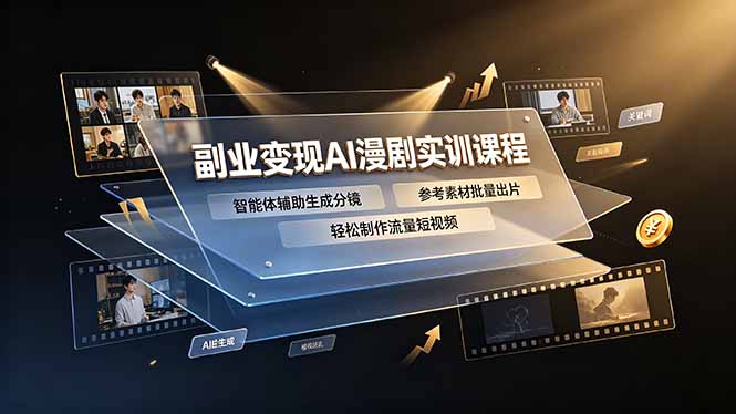 副业变现AI漫剧实训课程，智能体辅助生成分镜，参考素材批量出片，轻松制作流量短视频-青虫资源网