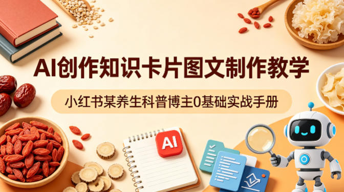 AI创作知识卡片图文制作教学，小红书某养生科普博主0基础实战手册-青虫资源网