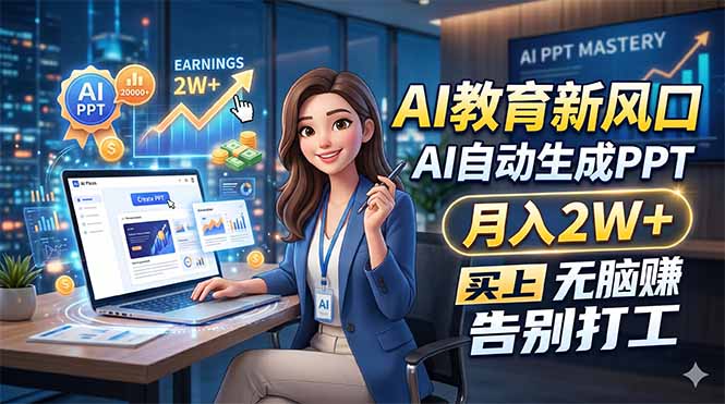 AI教育新风口，AI自动生成PPT，月入2W+，无脑赚，告别打工-快名资源网