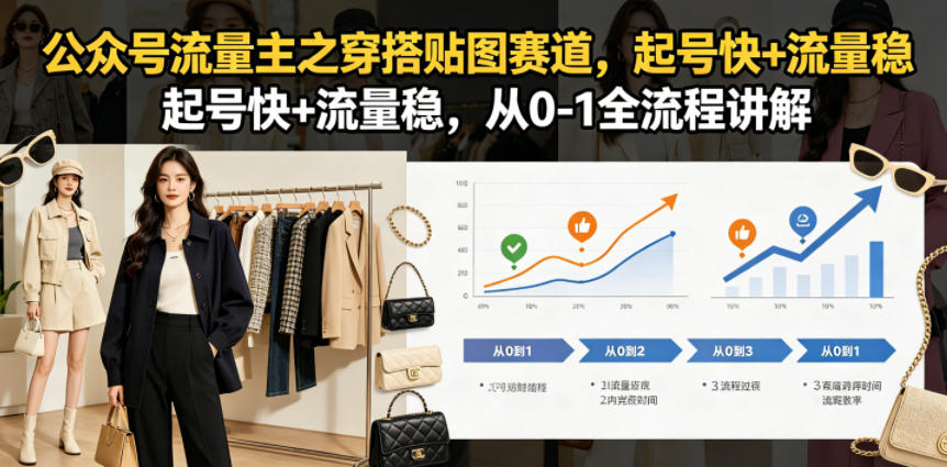 公众号流量主之穿搭贴图赛道，起号快+流量稳，从0-1全流程讲解-快名资源网