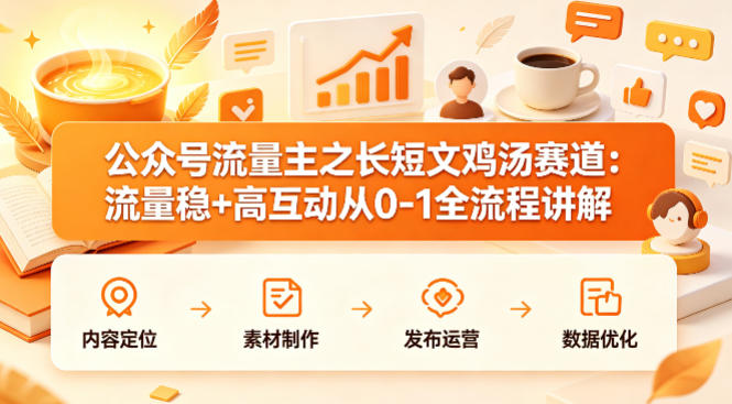 公众号流量主之长短文鸡汤赛道，流量稳+高互动，从0-1全流程讲解-快名资源网