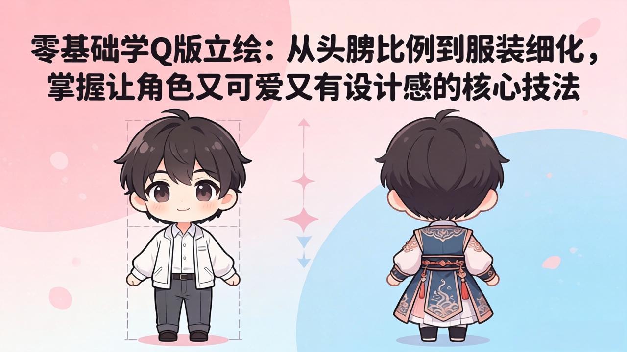 零基础学Q版立绘：从头身比例到服装细化，掌握让角色又可爱又有设计感的核心技法-快名资源网