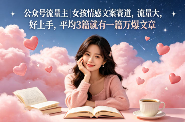 公众号流量主女孩情感文案赛道，流量大，好上手，平均3篇就有一篇万爆文章-快名资源网