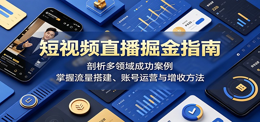 短视频直播掘金指南：剖析多领域成功案例，掌握流量搭建、账号运营与增收方法-青虫资源网