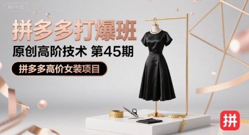 拼多多打爆班原创高阶技术第45期，拼多多高价女装项目-快名资源网