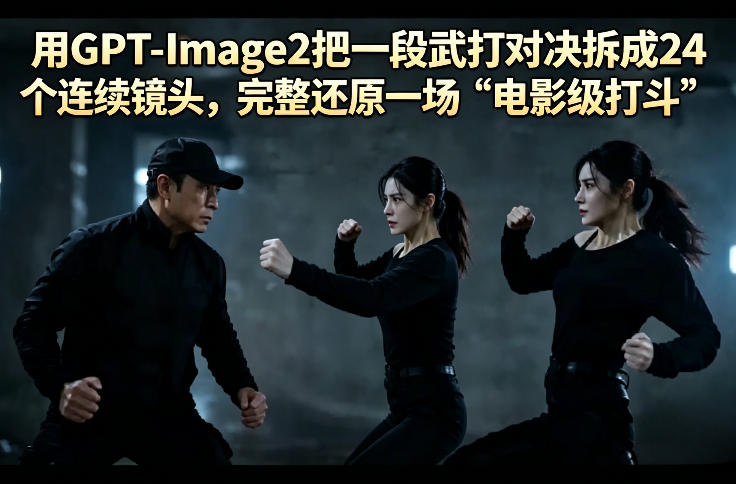 用GPT-Image2把一段武打对决拆成24个连续镜头，完整还原一场“电影级打斗”-快名资源网