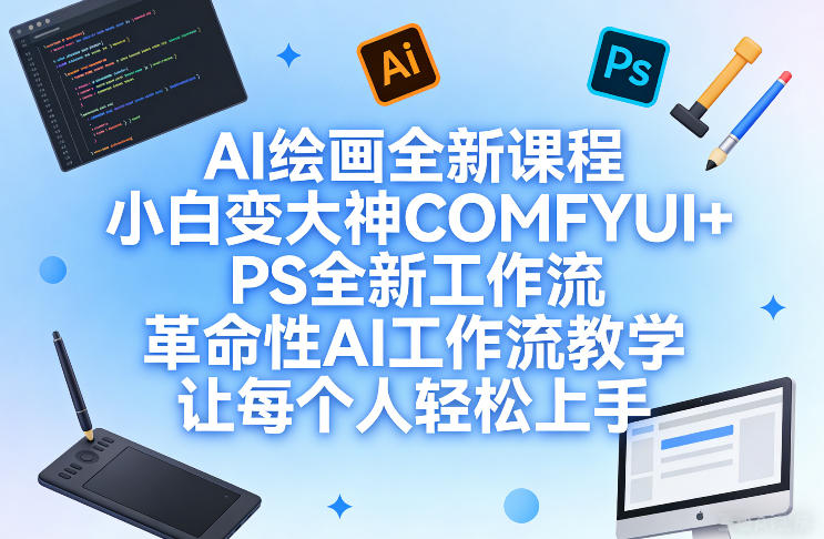 AI绘画全新课程，小白变大神COMFYUI+PS全新工作流，革命性AI工作流教学，让每个人轻松上手-快名资源网