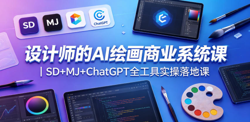 设计师的AI绘画商业系统课｜SD+MJ+ChatGPT全工具实操落地课-快名资源网