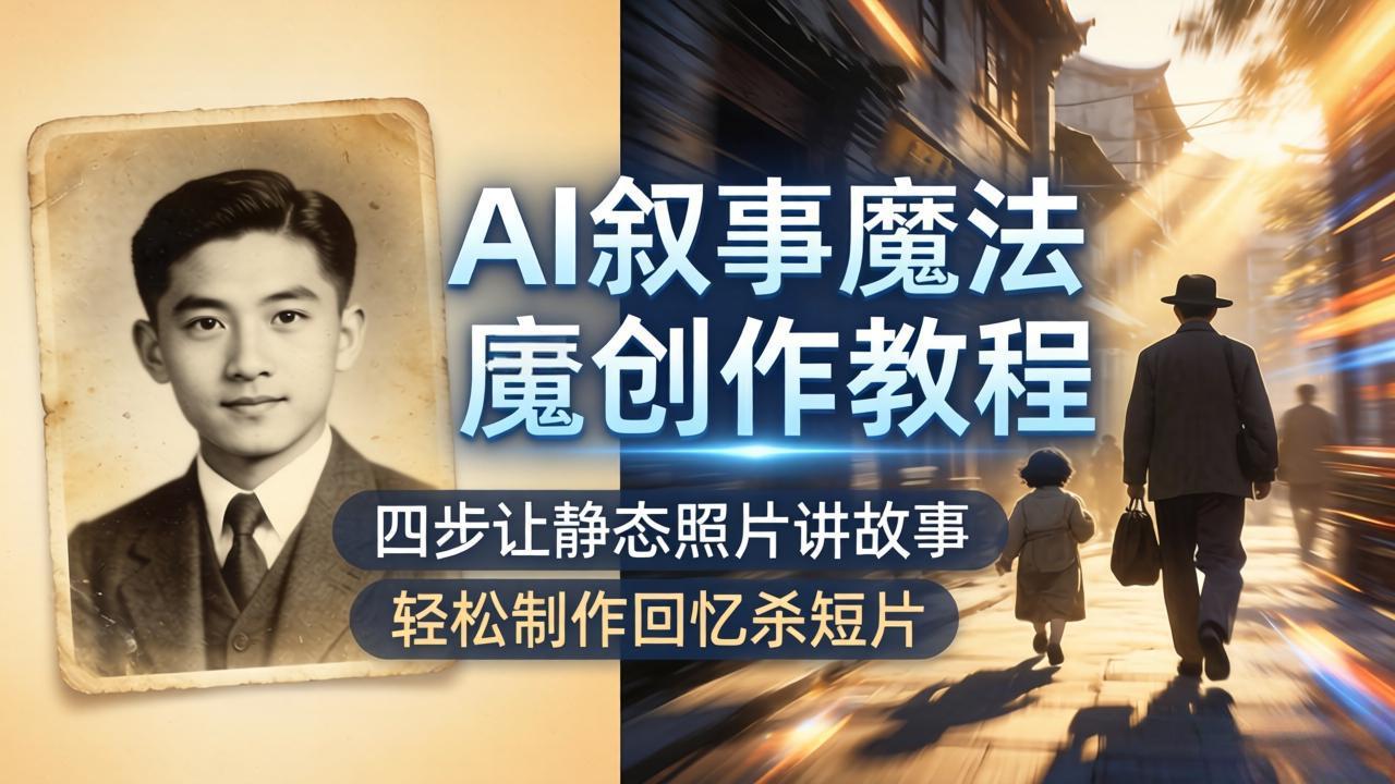 AI叙事魔法创作教程，四步让静态照片讲故事，老照片修复加动态特效，轻松制作回忆杀短片-青虫资源网