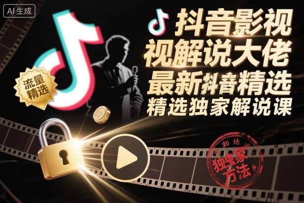 抖音影视解说大佬最新抖音进精选和独家方法，精选独家解说课-快名资源网