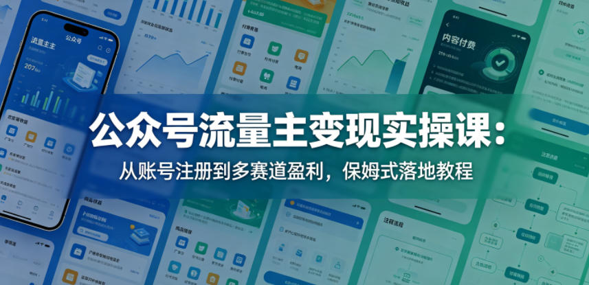 公众号流量主变现实操课：从账号注册到多赛道盈利，保姆式落地教程-青虫资源网