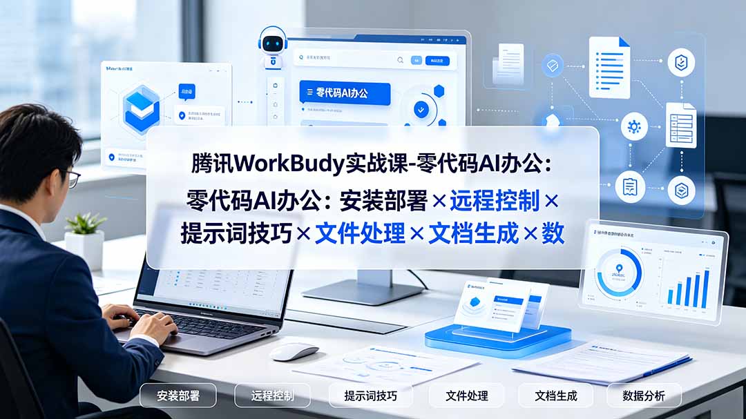 腾讯WorkBuddy实战课-零代码AI办公：安装部署×远程控制×提示词技巧×文件处理×文档生成×数据分析-青虫资源网