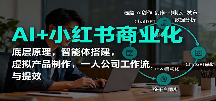 AI+小红书商业化，底层原理，智能体搭建，虚拟产品制作，一人公司工作流与提效-快名资源网