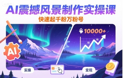 AI震撼风景制作实操课，快速起千粉万粉号-青虫资源网
