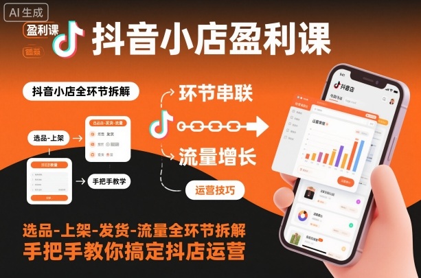 抖音小店盈利课-选品-上架-发货-流量全环节拆解，手把手教你搞定抖店运营-快名资源网