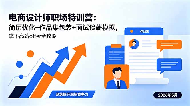 电商设计师职场特训营：简历优化+作品集包装+面试谈薪模拟，拿下高薪offer全攻略-快名资源网