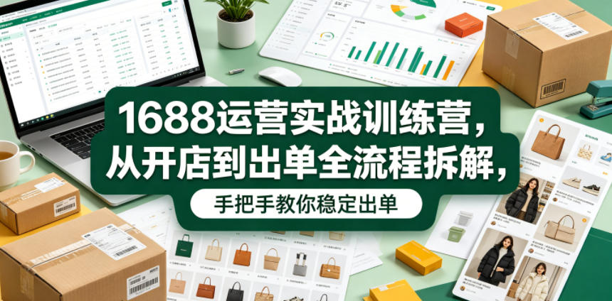 1688运营实战训练营，从开店到出单全流程拆解，手把手教你稳定出单-快名资源网