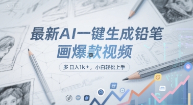 最新AI一键生成铅笔画爆款视频，多平台分发，日 入1k+，小白轻松上手【揭秘】-快名资源网
