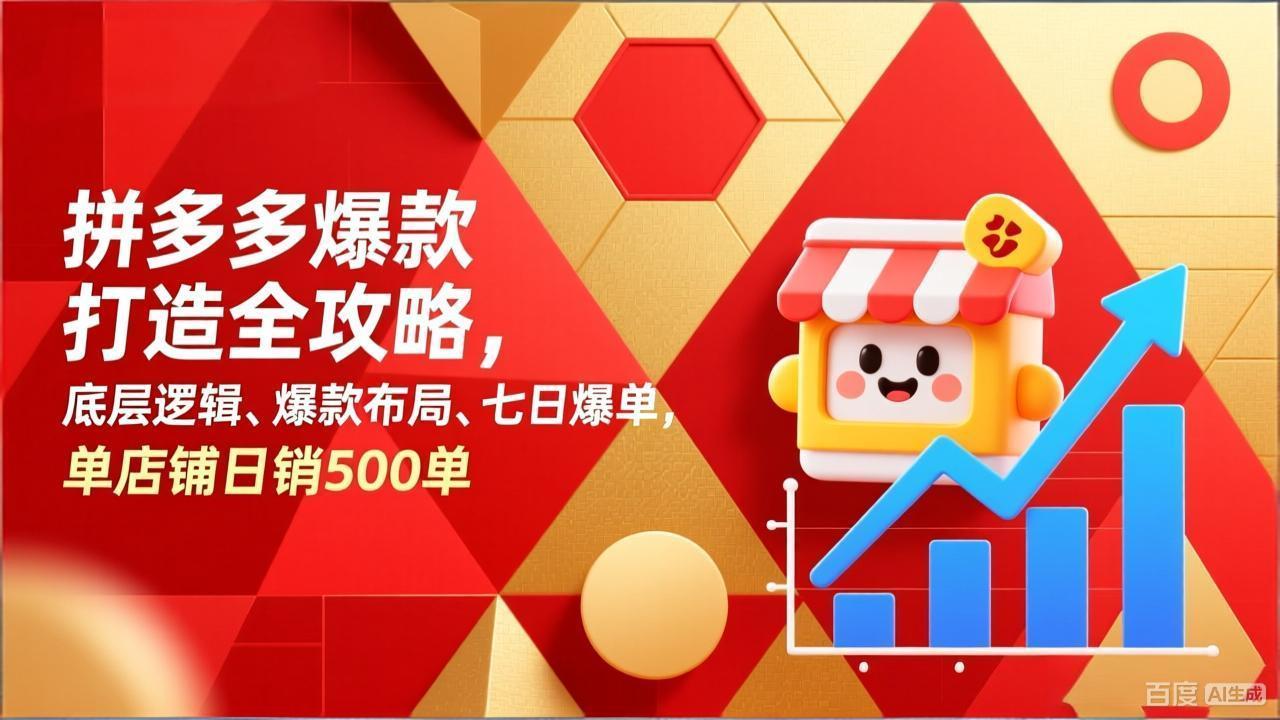 拼多多爆款打造全攻略，底层逻辑、爆款布局、七日爆单，单店铺日销500单-快名资源网