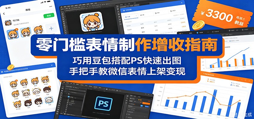 零门槛表情制作增收指南：巧用豆包搭配 PS 快速出图，手把手教微信表情上架变现-青虫资源网