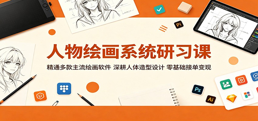 人物绘画系统研习课：精通多款主流绘画软件，深耕人体造型设计，零基础接单变现-快名资源网