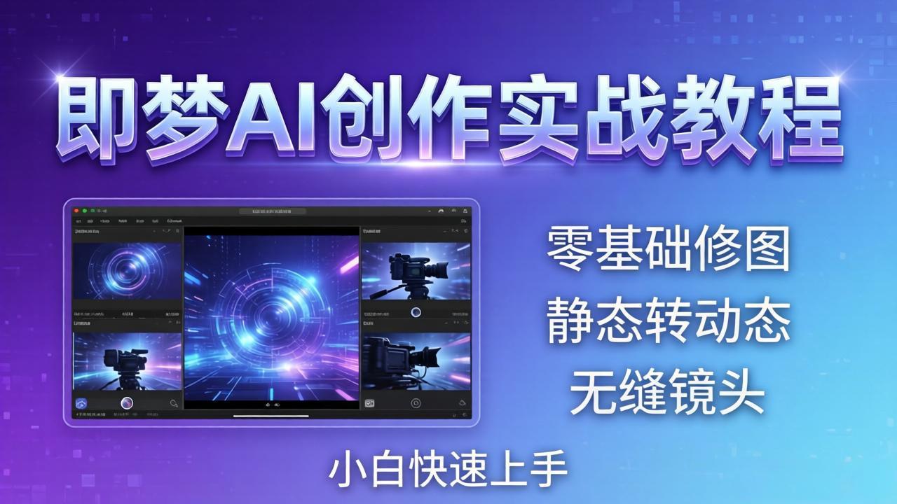 即梦AI创作实战教程，从零基础修图到AI导演，实战教学静态转动态+无缝镜头，小白快速上手-快名资源网