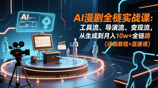 AI漫剧全栈实战课：工具流、导演流、变现流，从生成到月入10w+全链路 (详细教程+直播课-快名资源网