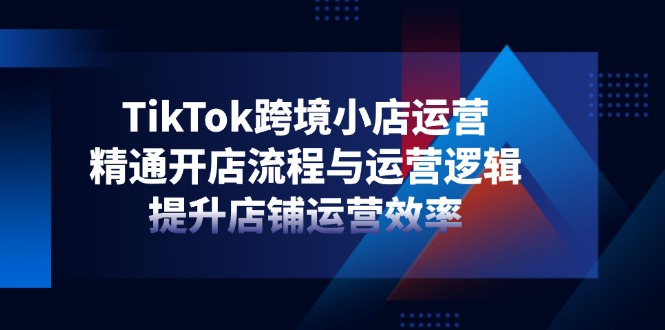 TikTok跨境小店运营，精通开店流程与运营逻辑，提升店铺运营效率-快名资源网