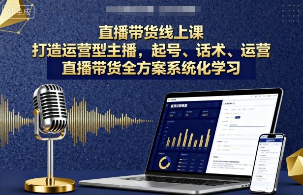 直播带货线上课，打造运营型主播，起号、话术、运营，直播带货全方案系统化学习-快名资源网