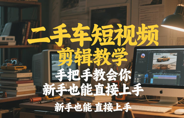 二手车短视频剪辑教学，手把手教会你，新手也能直接上手-快名资源网