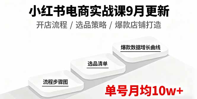 小红书电商实战课9月更新，开店流程/选品策略/爆款店铺打造，单号月均10w+-快名资源网