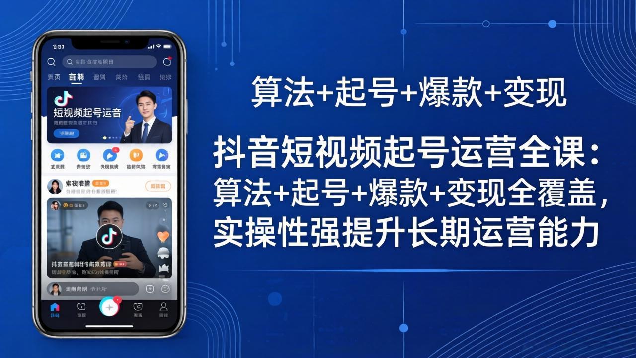 抖音短视频起号运营全课：算法+起号+爆款+变现全覆盖，实操性强提升长期运营能力-快名资源网