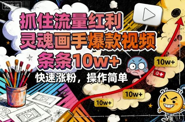 抓住流量红利，灵魂画手爆款视频，条条10w+，快速涨粉，操作简单-快名资源网