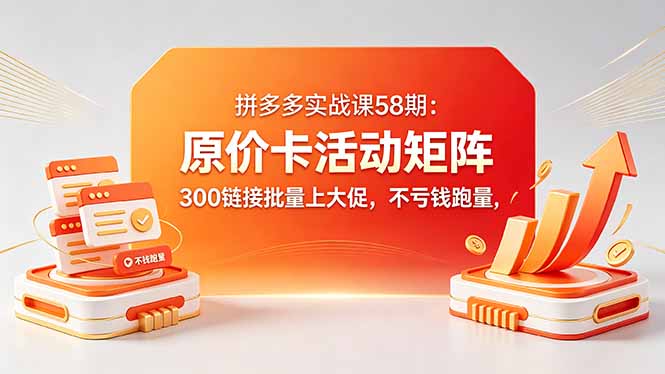 拼多多实战课58期：原价卡活动矩阵，300链接批量上大促，不亏钱跑量-快名资源网