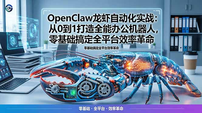 OpenClaw龙虾自动化实战：从0到1打造全能办公机器人，零基础搞定全平台效率革命-快名资源网