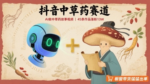 抖音中草药赛道，用AI做中草药故事视频，45条作品涨粉13W，橱窗带货猛猛出单-快名资源网