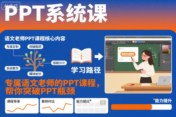 PPT系统课，专属语文老师的PPT课程，帮你突破PPT瓶颈-快名资源网