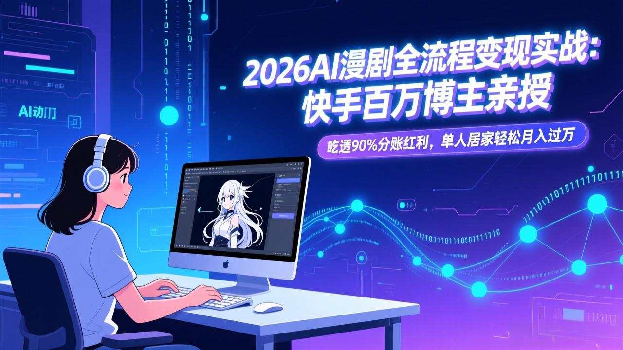 2026AI漫剧全流程变现实战：快手百万博主亲授，吃透90%分账红利，单人居家轻松月入过万-快名资源网