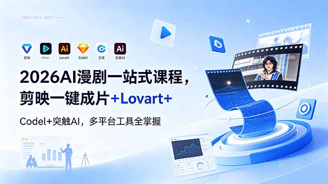 2026AI 漫剧一站式课程，剪映一键成片+Lovart+Codel+突触AI，多平台工具全掌握-快名资源网