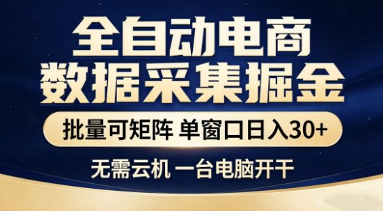 独家电商数据全自动采集项目，批量可矩阵，单窗口轻松日入3张+【揭秘】-快名资源网