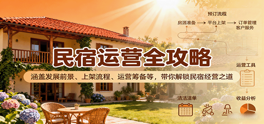 民宿运营全攻略：涵盖发展前景、上架流程、运营筹备等，带你解锁民宿经营之道-快名资源网