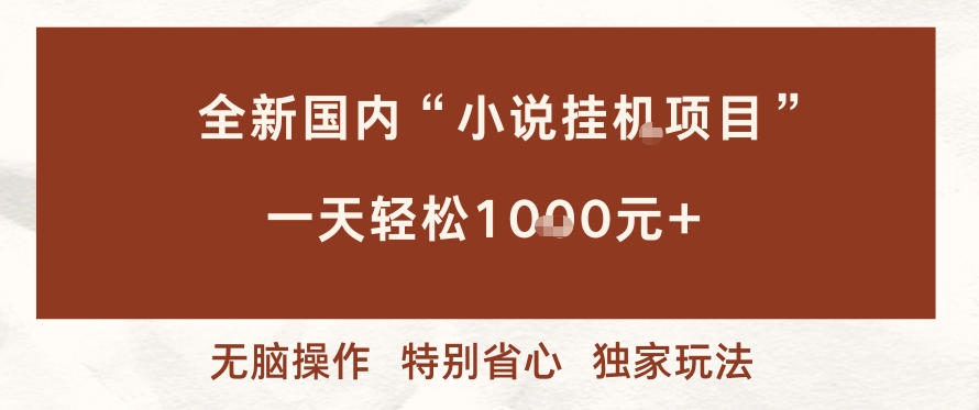 全新国内小说挂G项目，多窗口无脑跑，一天轻松1k+，特别省心【揭秘】-快名资源网