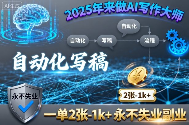 2025年来做AI写作大师，自动化写稿，一单2张-1k+，永不失业副业-青虫资源网