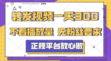 转发视频一天3张+，正规平台放心做，不看播放量，不看粉丝量，一个任务几分钟完成【揭秘】-快名资源网