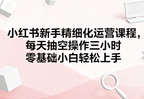 小红书新手精细化运营课程，每天抽空操作三小时，零基础小白轻松上手-快名资源网