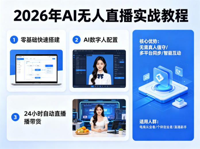 2026年AI无人直播实战教程，零基础也能快速搭建AI数字人无人直播间，实现24小时自动直播带货-快名资源网