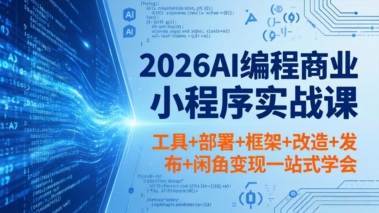 2026AI编程商业小程序实战课，工具+部署+框架+改造+发布+闲鱼变现一站式学会-快名资源网